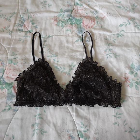 Chelsea 28 Metallic Mesh Sheer Triangle Bralette - Picture 1 of 8
